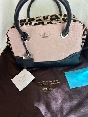 kate spade Blush, Leopard & Black Leather Satchel